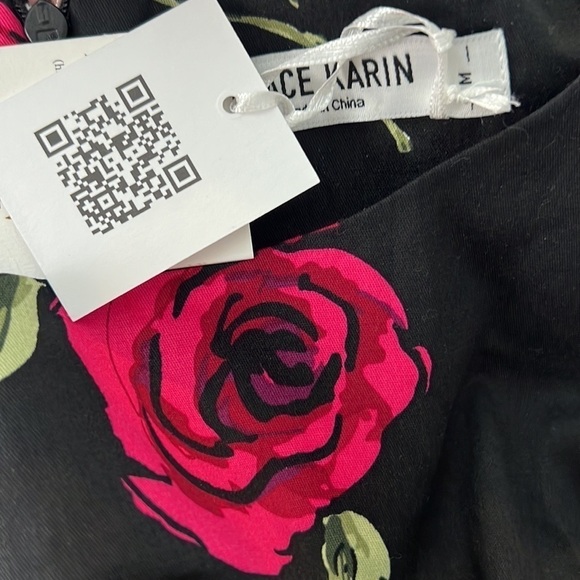 NWT Grace Karin,Black w/ Roses, Fit & Flare,No Stretch,Pure Cotton,Dress,Size M - Picture 8 of 8